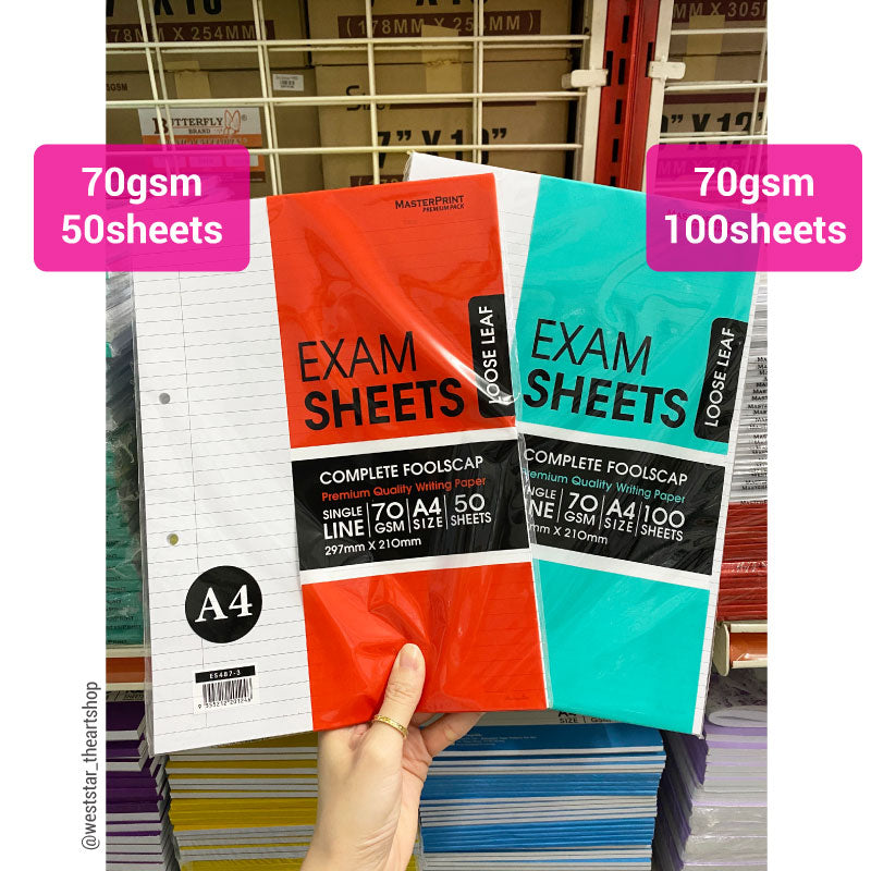 A4 Masterprint Foolscap Paper / Exam Sheets | 70gsm / 80gsm