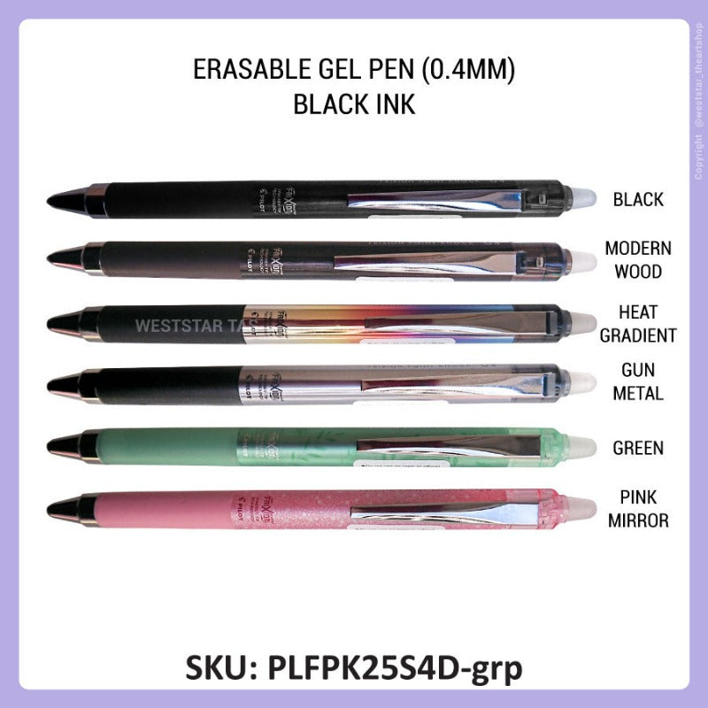 Pilot Frixion Point Knock , Pilot Knock, Pilot Frixion Erasable Gel Pen (0.4mm)