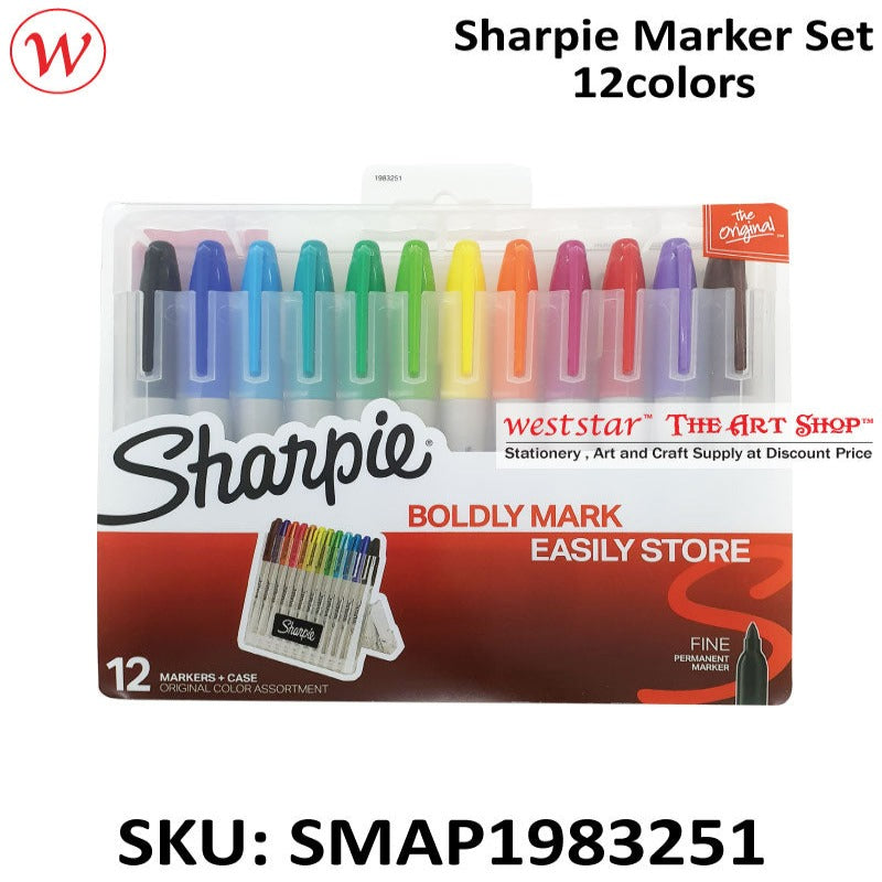 Sharpie Markers 12colors + Case | Permanent Marker