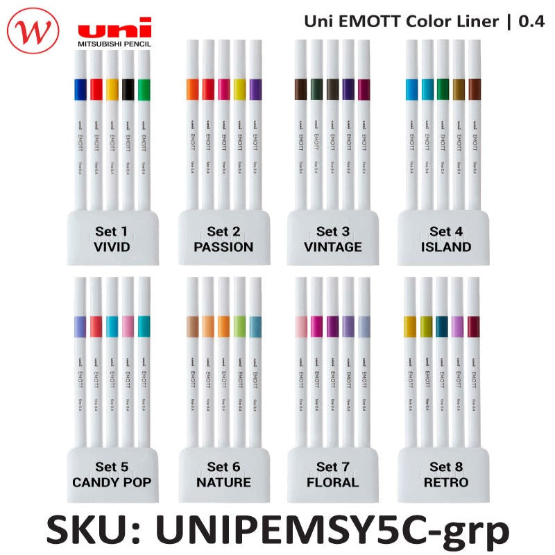 Uni EMOTT Color Liner 0.4mm 5colors