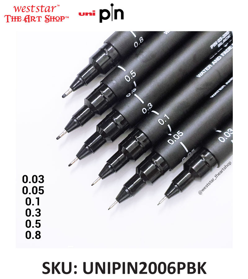 Uni Pin Fineliner Drawing Pen (Black) | 6pcs Set