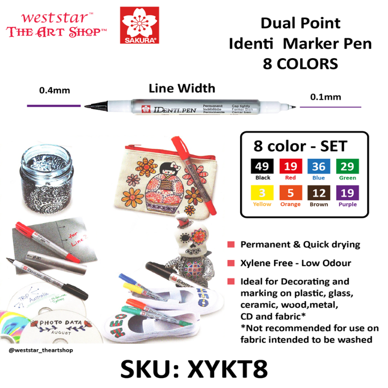 Sakura Dual Point Identi  Marker Pen-8 COLORS