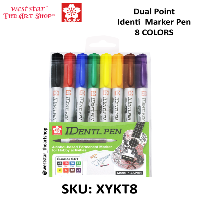 Sakura Dual Point Identi  Marker Pen-8 COLORS